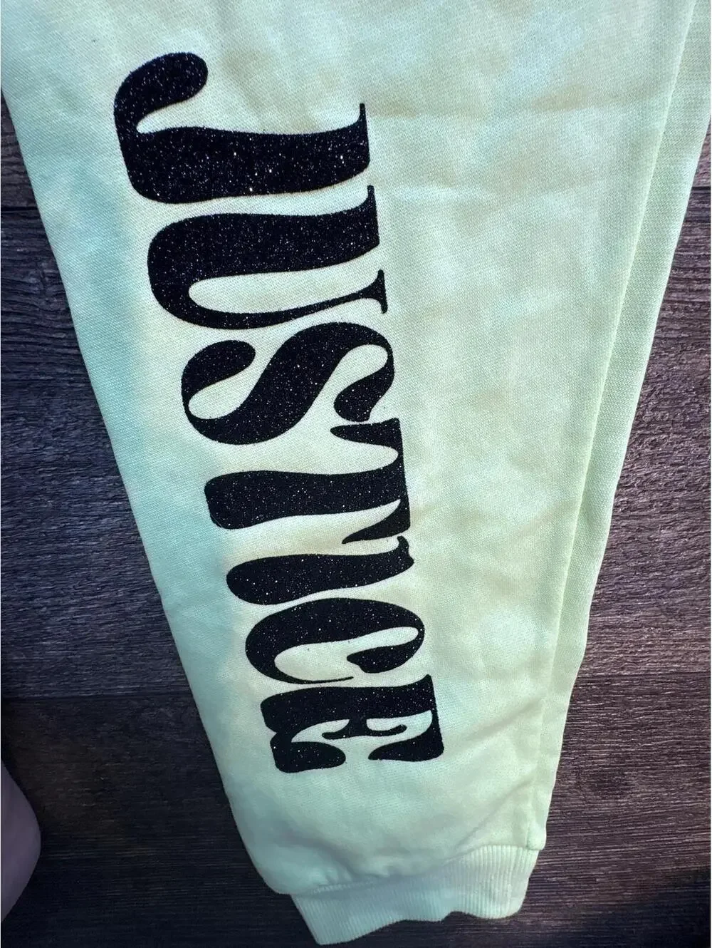 New Justice Girls' Neon Green Sweatpants with Positive Message sz 16 18